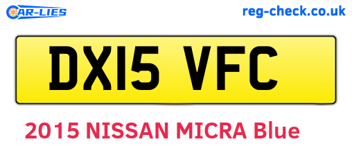 DX15VFC are the vehicle registration plates.