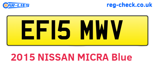 EF15MWV are the vehicle registration plates.