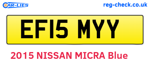 EF15MYY are the vehicle registration plates.