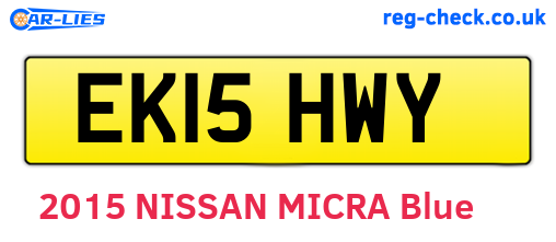 EK15HWY are the vehicle registration plates.