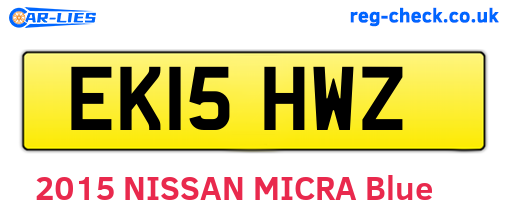 EK15HWZ are the vehicle registration plates.