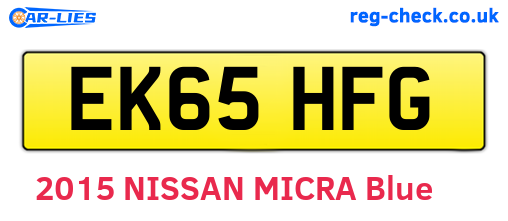 EK65HFG are the vehicle registration plates.
