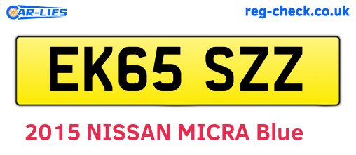 EK65SZZ are the vehicle registration plates.