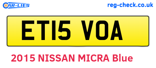 ET15VOA are the vehicle registration plates.