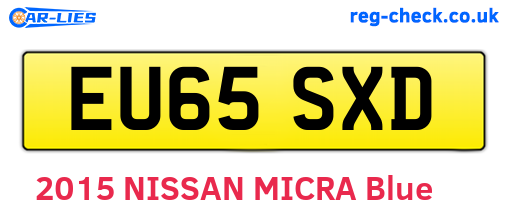EU65SXD are the vehicle registration plates.
