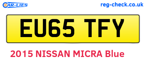 EU65TFY are the vehicle registration plates.