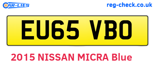 EU65VBO are the vehicle registration plates.