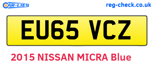 EU65VCZ are the vehicle registration plates.