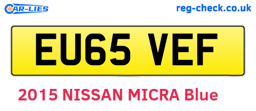 EU65VEF are the vehicle registration plates.