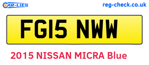 FG15NWW are the vehicle registration plates.