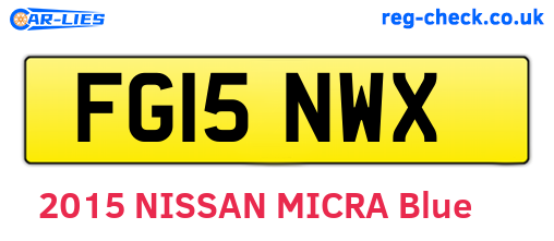 FG15NWX are the vehicle registration plates.