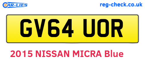 GV64UOR are the vehicle registration plates.