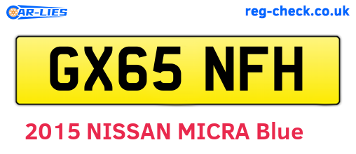 GX65NFH are the vehicle registration plates.