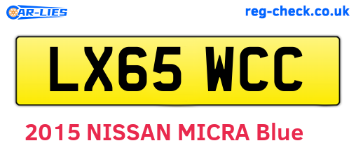 LX65WCC are the vehicle registration plates.