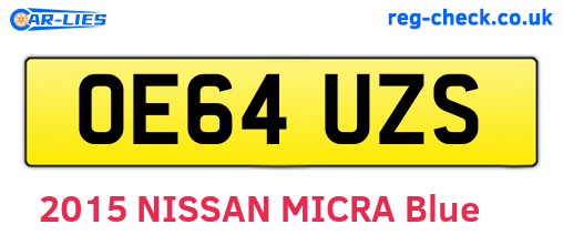 OE64UZS are the vehicle registration plates.