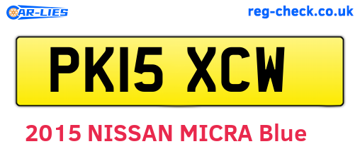 PK15XCW are the vehicle registration plates.