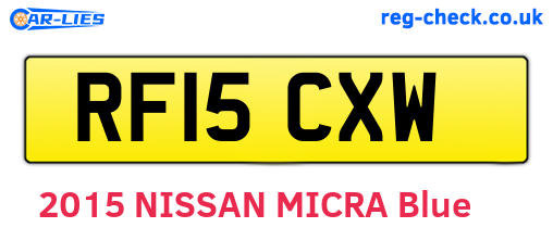 RF15CXW are the vehicle registration plates.