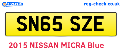 SN65SZE are the vehicle registration plates.