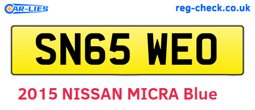 SN65WEO are the vehicle registration plates.