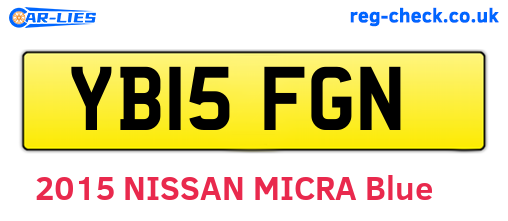 YB15FGN are the vehicle registration plates.