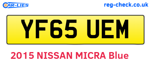 YF65UEM are the vehicle registration plates.