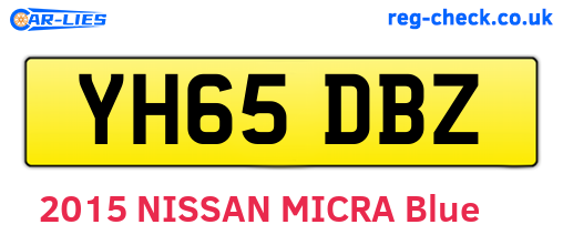 YH65DBZ are the vehicle registration plates.