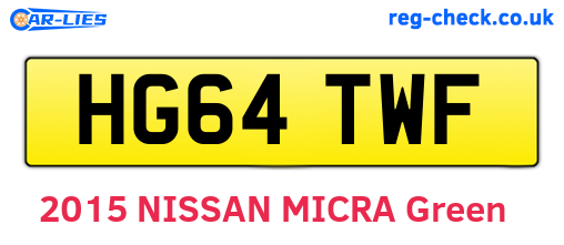 HG64TWF are the vehicle registration plates.
