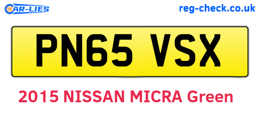 PN65VSX are the vehicle registration plates.