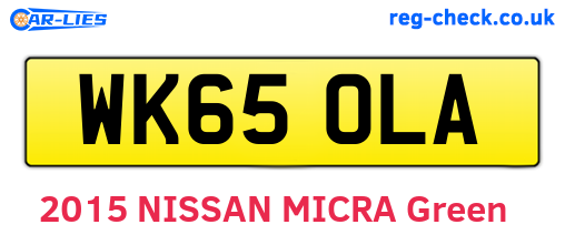 WK65OLA are the vehicle registration plates.
