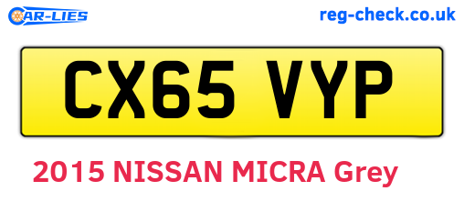CX65VYP are the vehicle registration plates.