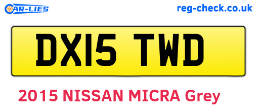 DX15TWD are the vehicle registration plates.