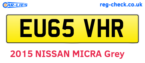 EU65VHR are the vehicle registration plates.