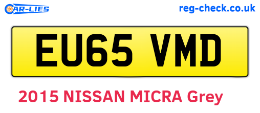 EU65VMD are the vehicle registration plates.