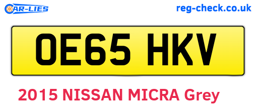 OE65HKV are the vehicle registration plates.