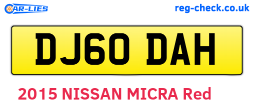 DJ60DAH are the vehicle registration plates.