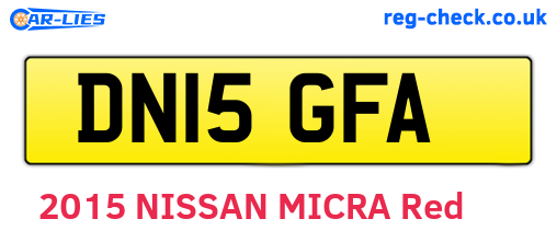 DN15GFA are the vehicle registration plates.
