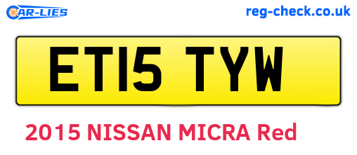 ET15TYW are the vehicle registration plates.