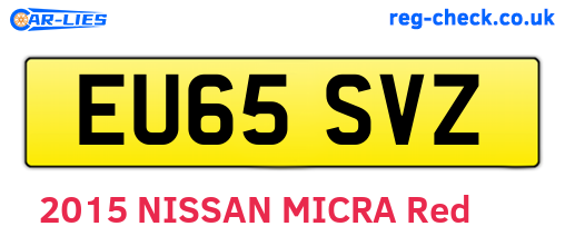 EU65SVZ are the vehicle registration plates.