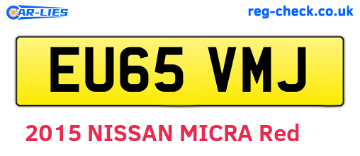 EU65VMJ are the vehicle registration plates.