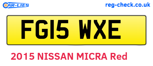 FG15WXE are the vehicle registration plates.