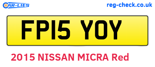 FP15YOY are the vehicle registration plates.