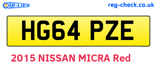 HG64PZE are the vehicle registration plates.