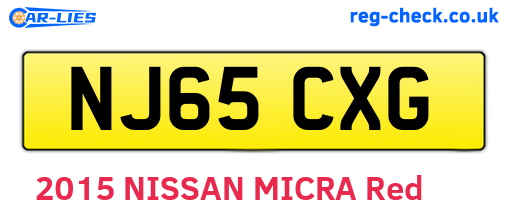 NJ65CXG are the vehicle registration plates.