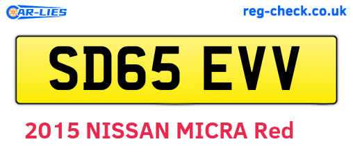SD65EVV are the vehicle registration plates.