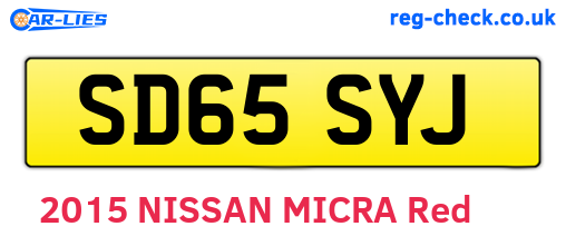 SD65SYJ are the vehicle registration plates.