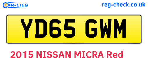 YD65GWM are the vehicle registration plates.