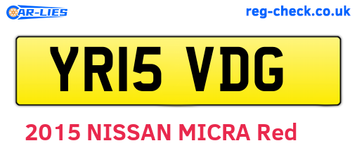 YR15VDG are the vehicle registration plates.