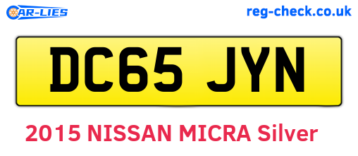 DC65JYN are the vehicle registration plates.