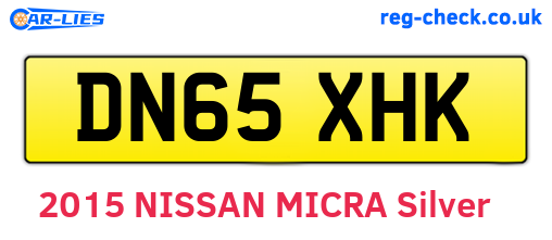 DN65XHK are the vehicle registration plates.