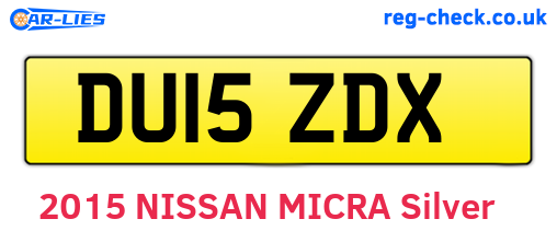 DU15ZDX are the vehicle registration plates.